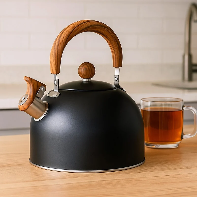 3-Liter Fløjtekedel i Rustfrit Stål til Induktions-, Gas- og Elkomfurer med Varmebestandigt Håndtag