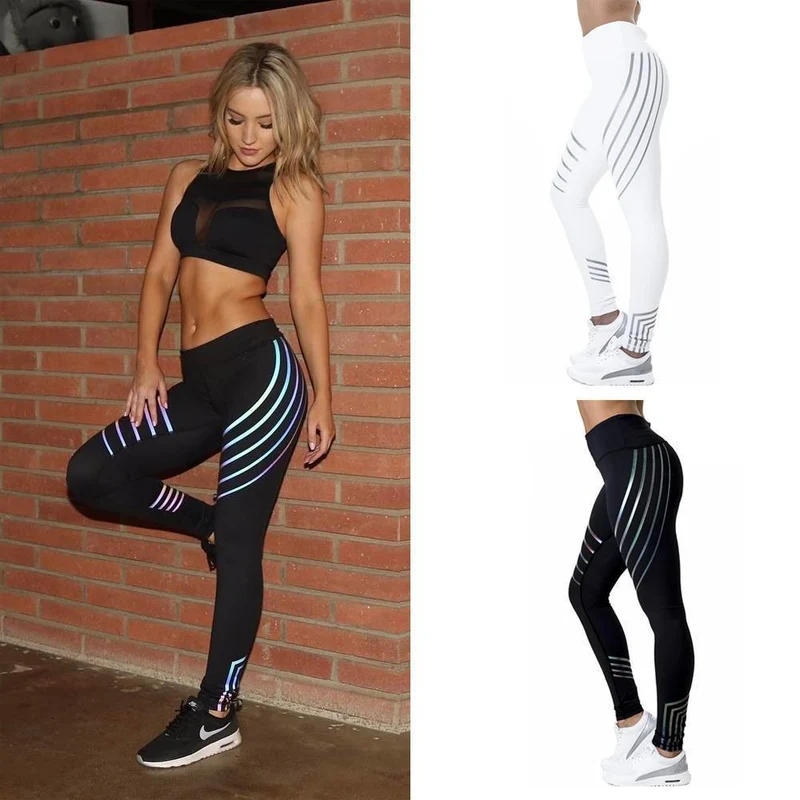 Stretch Sportleggings til Yoga og Fitness – Reflekterende Damemodel