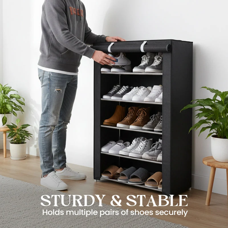 Shoe Organizer i Stål med Dække – Flermoduls Skoskab til Entré og Soveværelse