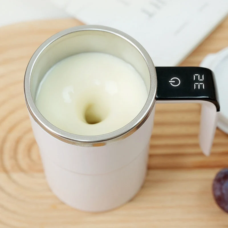 Selvrørende kop med temperaturvisning og magnetisk rørfunktion i rustfrit stål til kaffe, shakes og drikkevarer