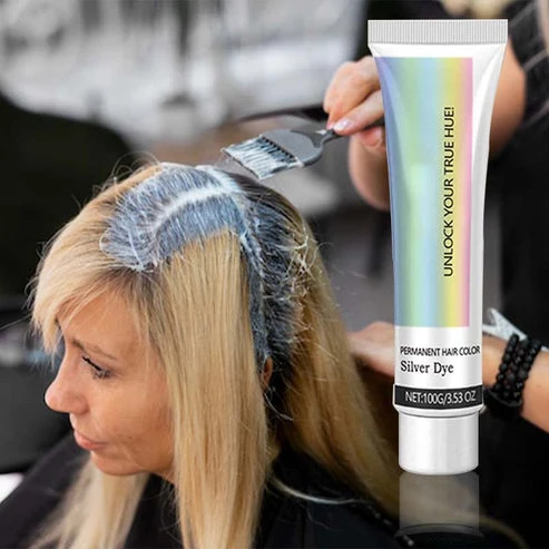 Semi-permanent hårfarve 100 g | Askegrå sølvfarve til hjemmebrug | Med aloe og planteekstrakter | Virkningstid 40–60 min.