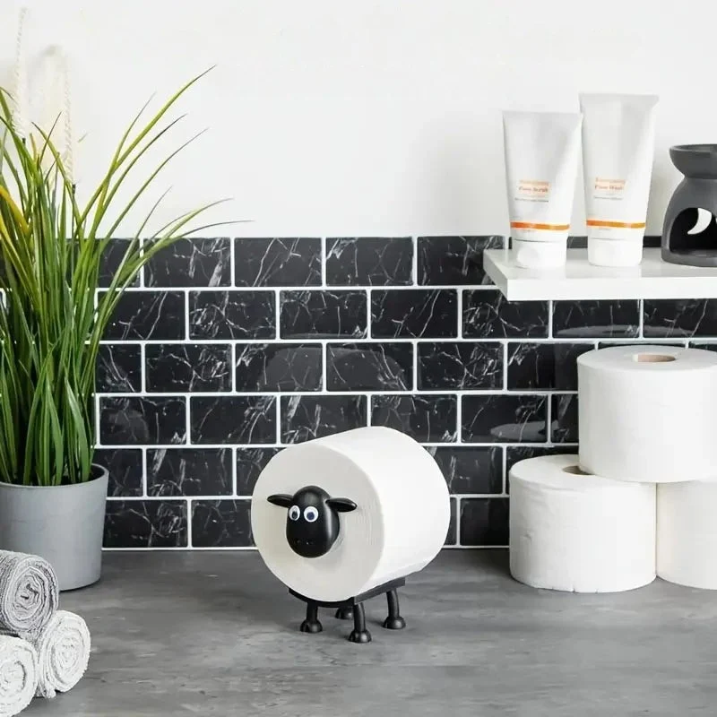 Stående toiletpapirholder i får-design | Dekorativ badeværelsesaccessory i ABS