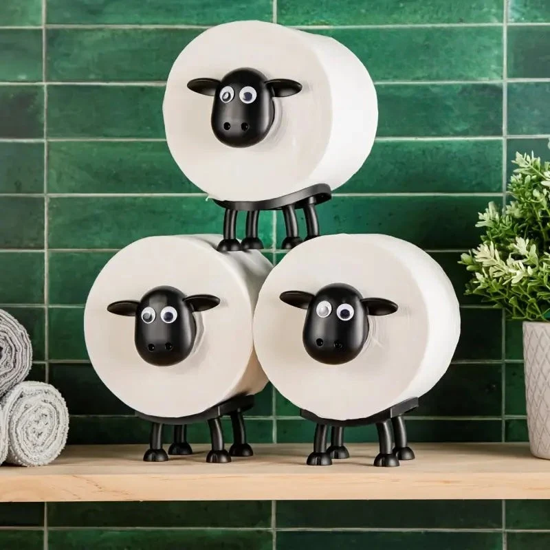 Stående toiletpapirholder i får-design | Dekorativ badeværelsesaccessory i ABS