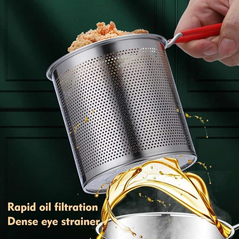 Induktions- og gasfrituregryde i rustfrit stål med si - 13 cm