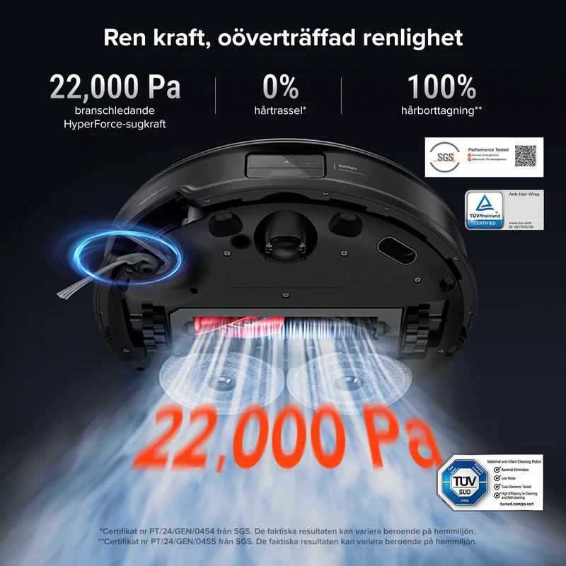 Roborock Saros 10R robotdammsugare-set med multifunktionell laddningsstation 4.0 (inkluderar 2 extra antibakteriella roterande moppar)