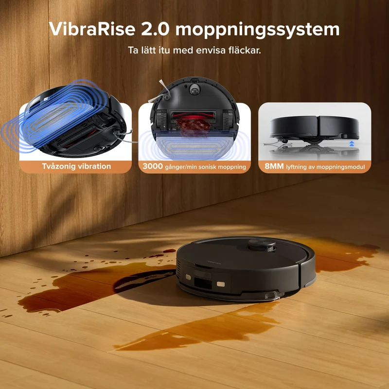 Roborock Q10 S5+ robotdammsugare med automatisk tömningsstation och 2 extra dammpåsar – Uppgraderad version av Q8 Max+