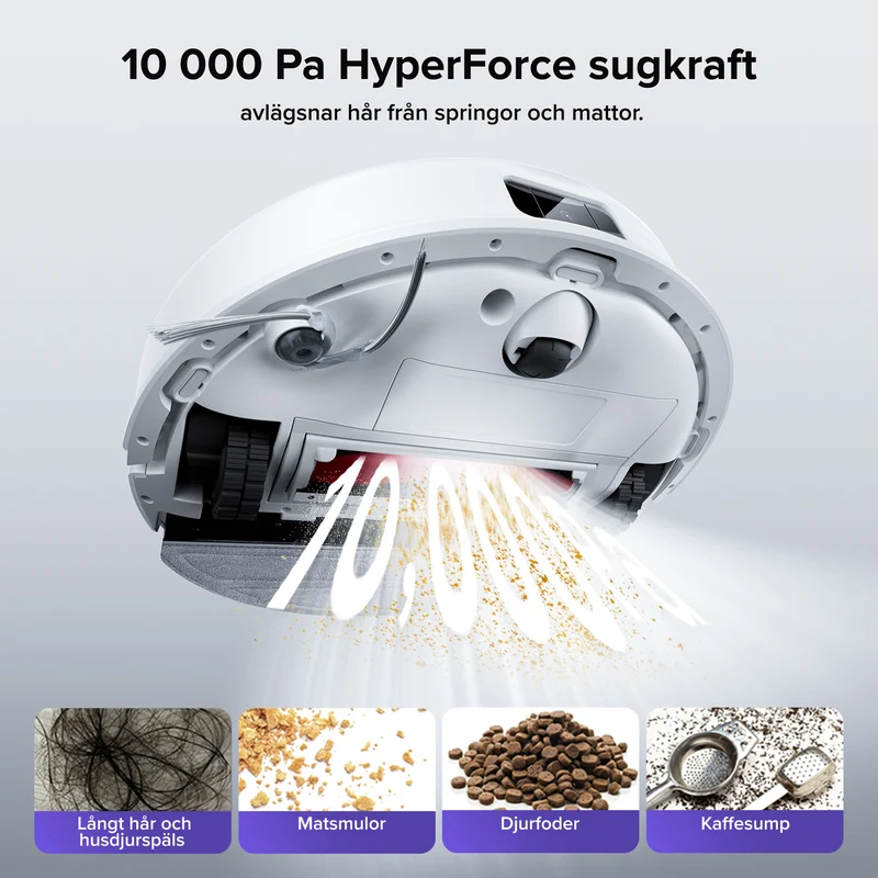 Roborock Q10 S5+ robotdammsugare med automatisk tömningsstation och 2 extra dammpåsar – Uppgraderad version av Q8 Max+