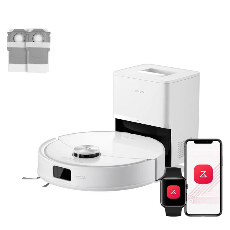 Roborock Q10 S5+ robotdammsugare med automatisk tömningsstation och 2 extra dammpåsar – Uppgraderad version av Q8 Max+