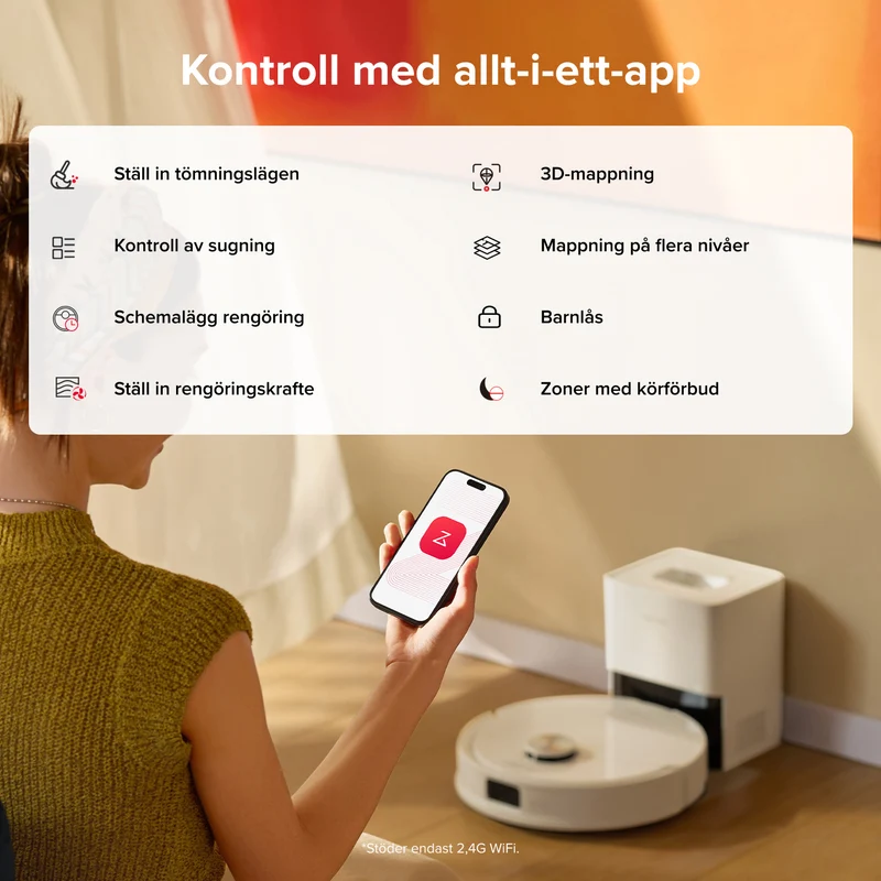 Roborock Q10 S5+ robotdammsugare med automatisk tömningsstation och 2 extra dammpåsar – Uppgraderad version av Q8 Max+