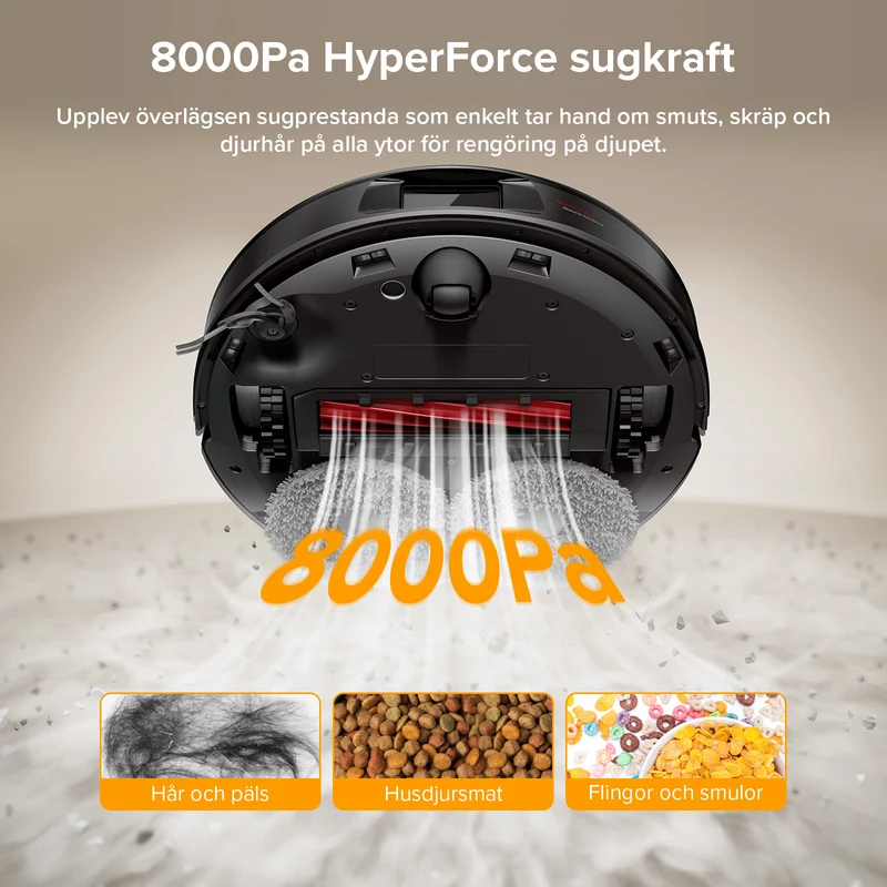 Roborock QV 35A robotdammsugare-set med multifunktionell dockningsstation (inkluderar 2 extra dammpåsar)