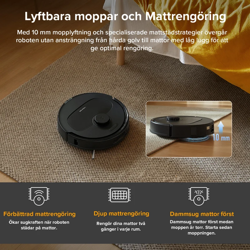 Roborock QV 35A robotdammsugare-set med multifunktionell dockningsstation (inkluderar 2 extra dammpåsar)