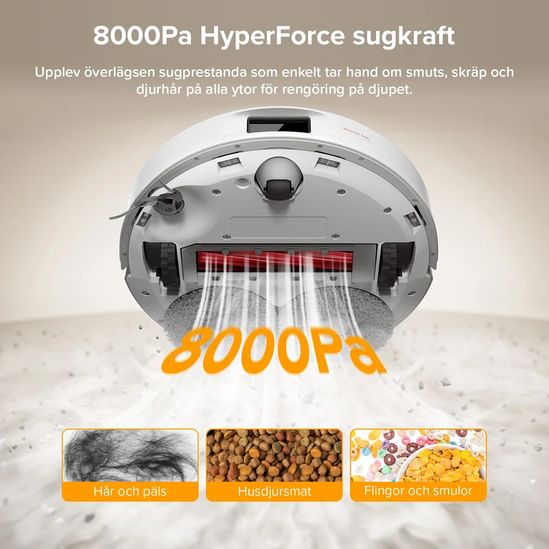 Roborock QV 35A robotdammsugare-set med multifunktionell dockningsstation (inkluderar 2 extra dammpåsar)
