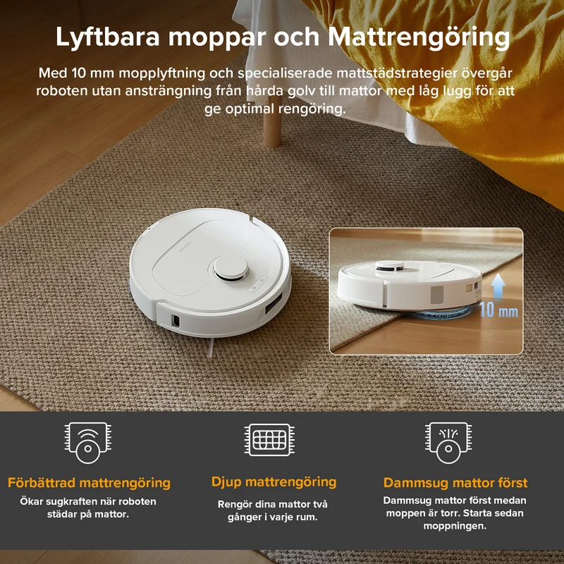 Roborock QV 35A robotdammsugare-set med multifunktionell dockningsstation (inkluderar 2 extra dammpåsar)