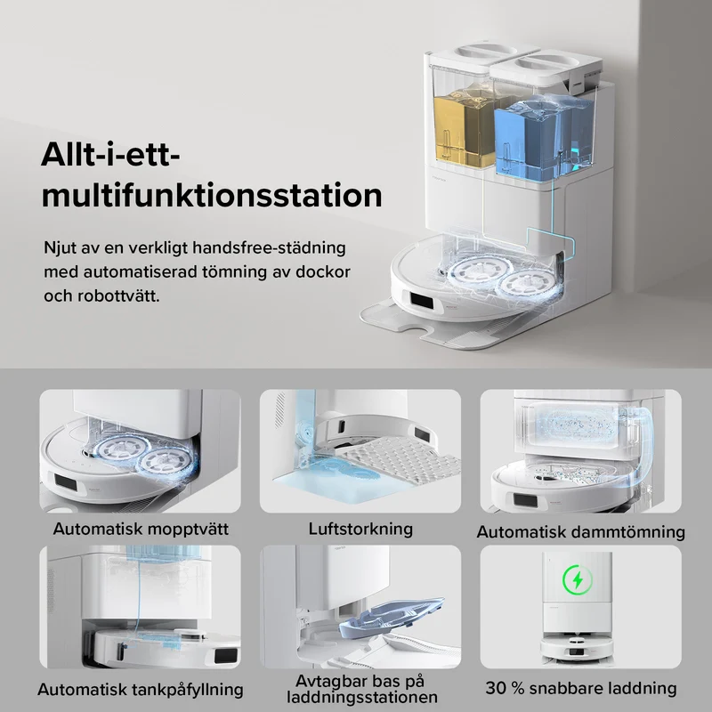 Roborock QV 35A robotdammsugare-set med multifunktionell dockningsstation (inkluderar 2 extra dammpåsar)