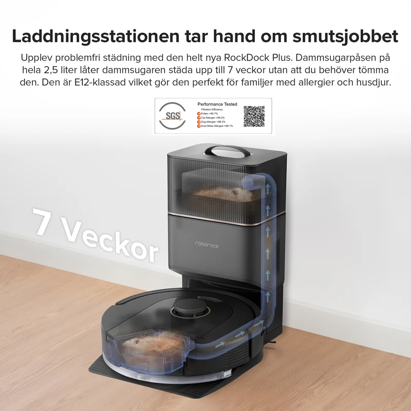 Roborock Q5 Pro+ robotdammsugare med mopp och självtömmande laddningsstation
