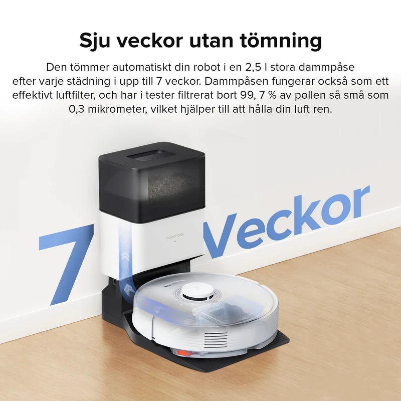 Roborock Q7 Max+ robotdammsugare med Auto-Empty Dock Pure