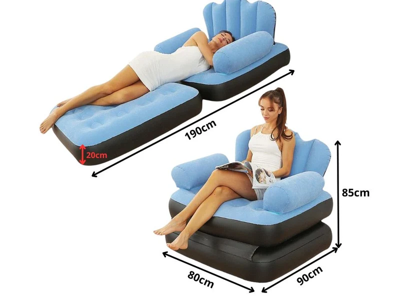 Uppblåsbar Soffa 2-i-1 – Fåtölj och Bäddsoffa med Ryggstöd och Armstöd