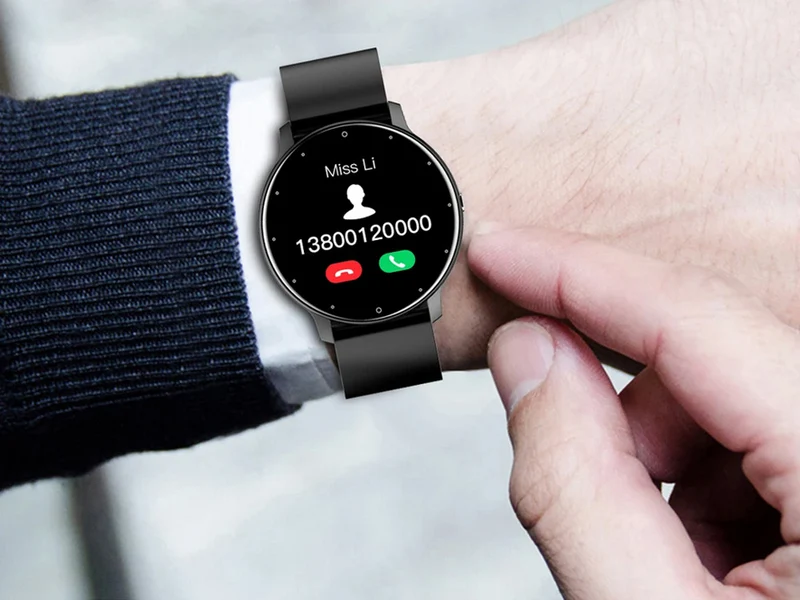 Smartklocka för herr & dam – Svart silikonarmband, Bluetooth & Samtalsfunktion