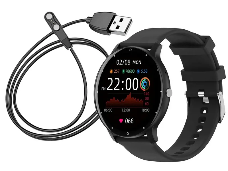 Smartklocka för herr & dam – Svart silikonarmband, Bluetooth & Samtalsfunktion