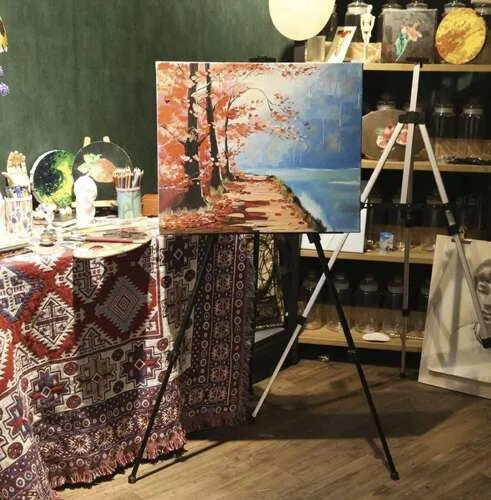 Målarstafli, justerbart, i metall med bärväska – Svart
