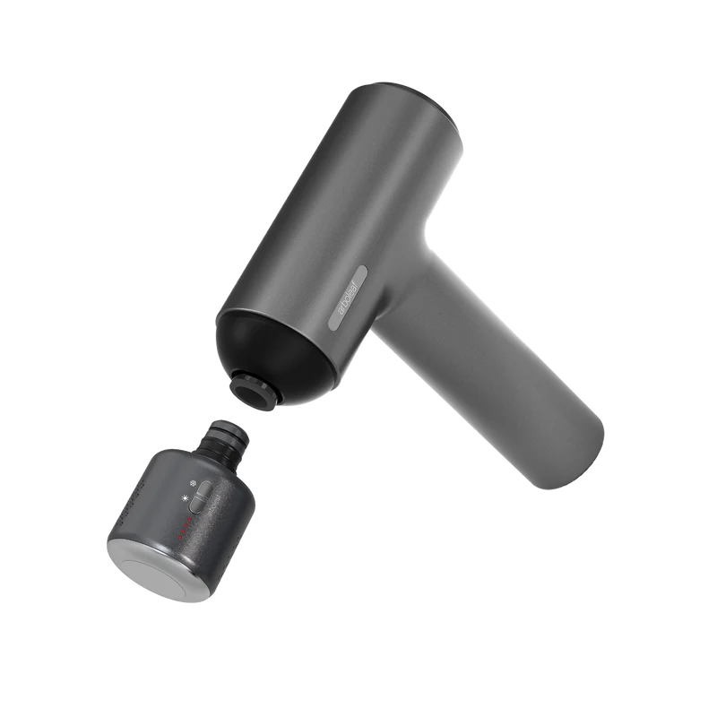Muskelmassager med T-form, 5 vedhæftninger og 6 hastigheder, 6 timers batteri