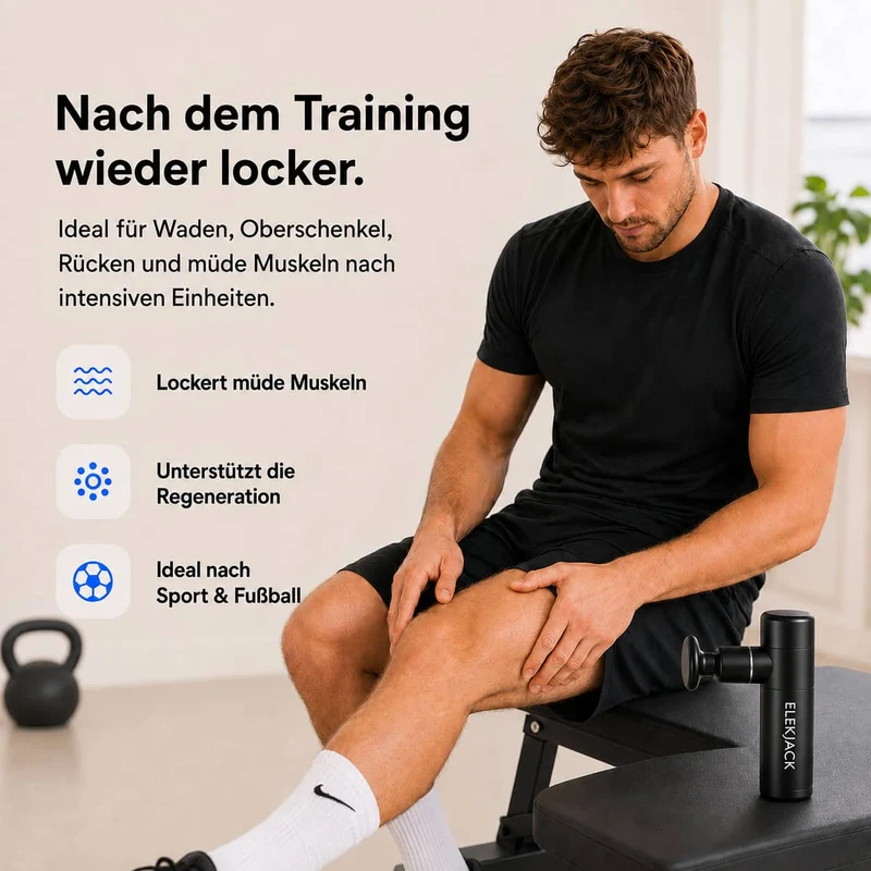 Kompakt Muskelmassageapparat med 4 vedhæftninger og 4 intensitetsniveauer