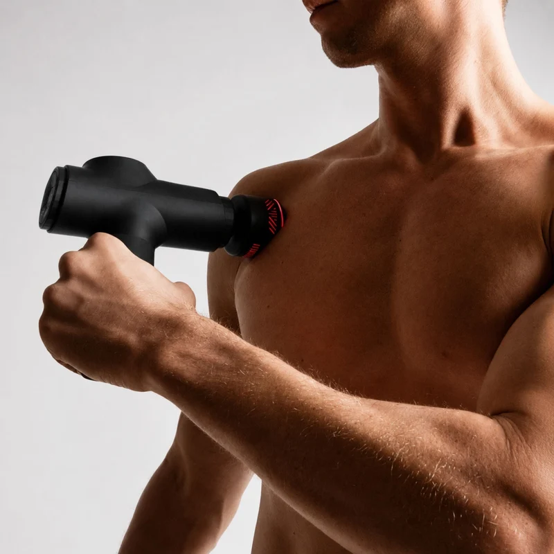 Massagepistol med varme- og kuldevedhæftning, 3 intensitetsniveauer