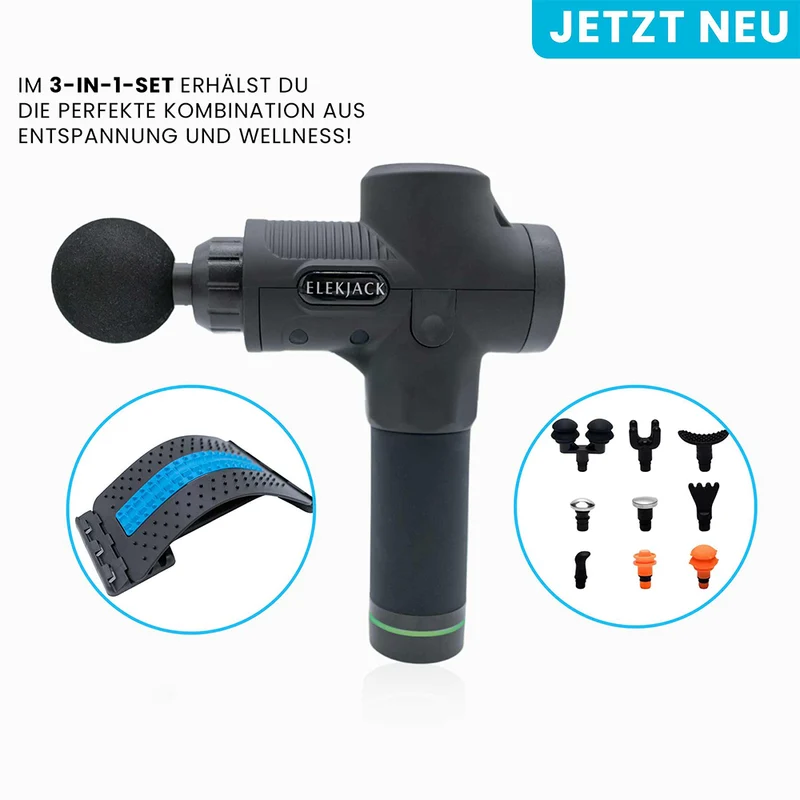 Massagepistol med 6 vedhæftninger og transporttaske – Dybt vævsmassage