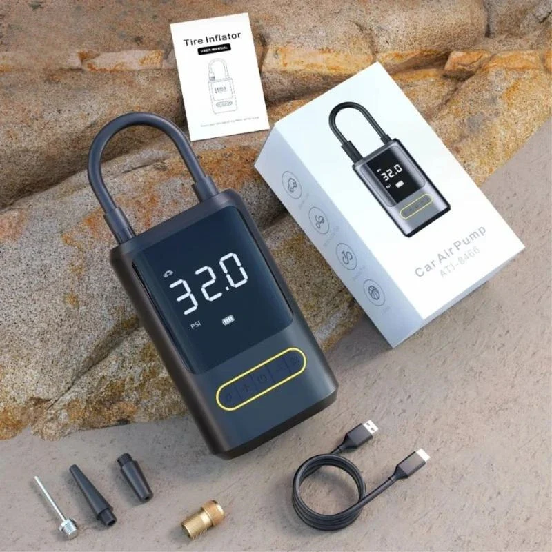 Däckpump, powerbank, 2 x 2 000 mAh battericeller