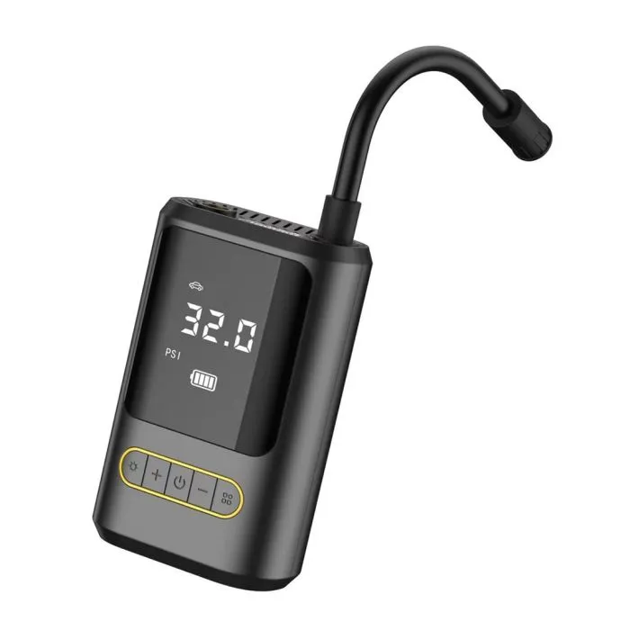 Däckpump, powerbank, 2 x 2 000 mAh battericeller