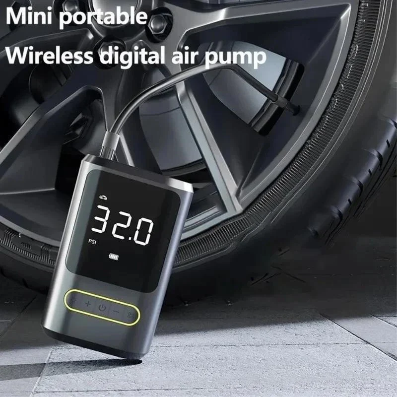 Däckpump, powerbank, 2 x 2 000 mAh battericeller