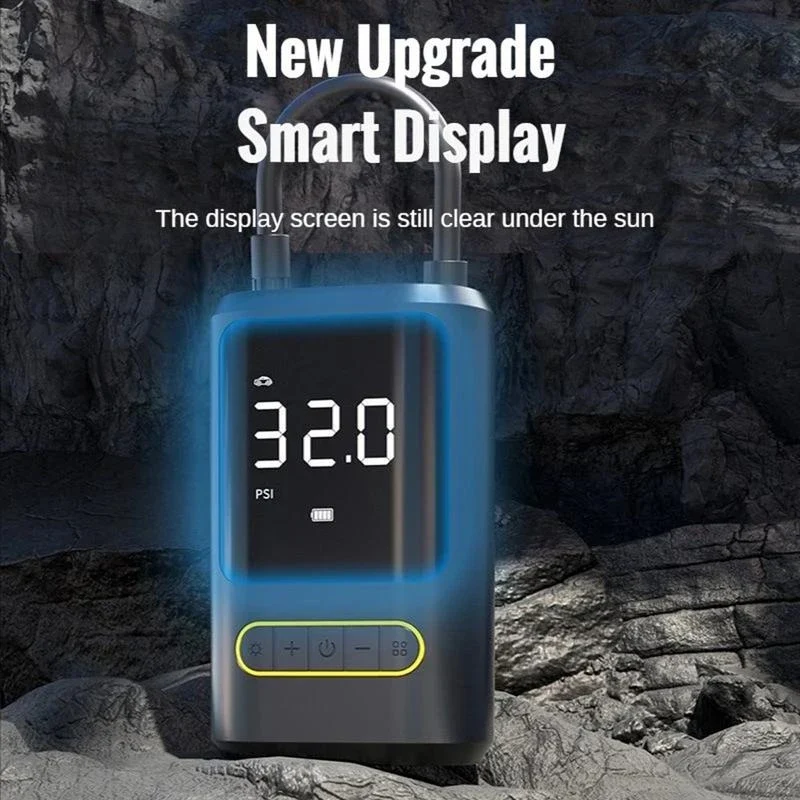 Däckpump, powerbank, 2 x 2 000 mAh battericeller