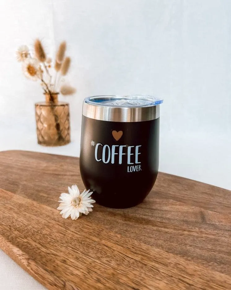 Dobbeltvægget termokop 350 ml med sprøjtetæt låg til kaffe og kolde drikke