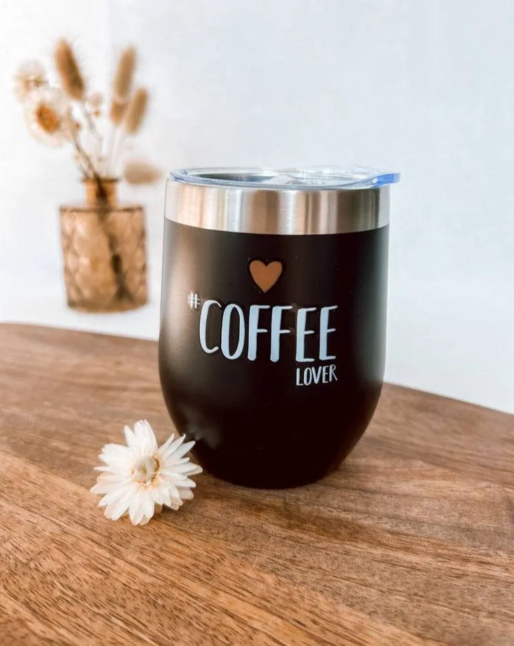 Dobbeltvægget termokop 350 ml med sprøjtetæt låg til kaffe og kolde drikke