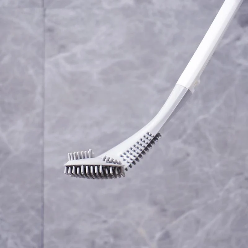 Silikon Toilettenskraber med fleksibelt trekantet børstehoved | Vægmontering | Hygiejnisk og hurtigttørrende | Til grundig rengøring