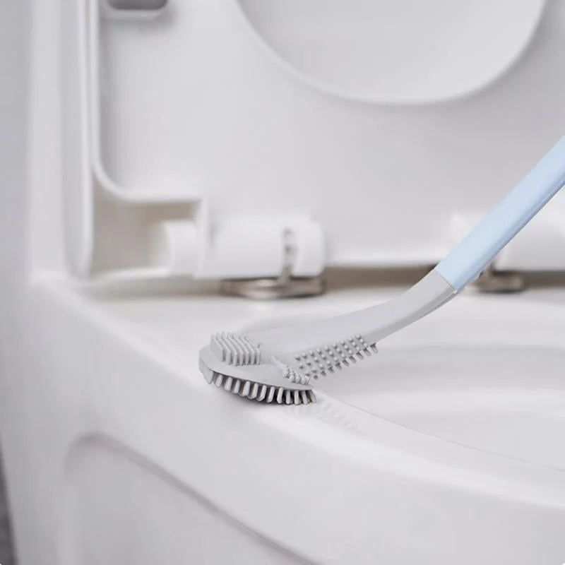 Silikon Toilettenskraber med fleksibelt trekantet børstehoved | Vægmontering | Hygiejnisk og hurtigttørrende | Til grundig rengøring
