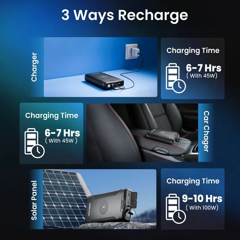 Bærbar strømforsyning – 150 W, 222 Wh kapacitet, 60.000 mAh til camping