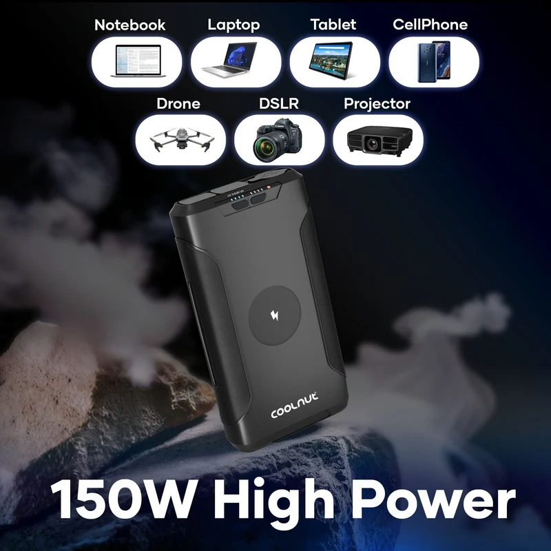 Bærbar strømforsyning – 150 W, 222 Wh kapacitet, 60.000 mAh til camping