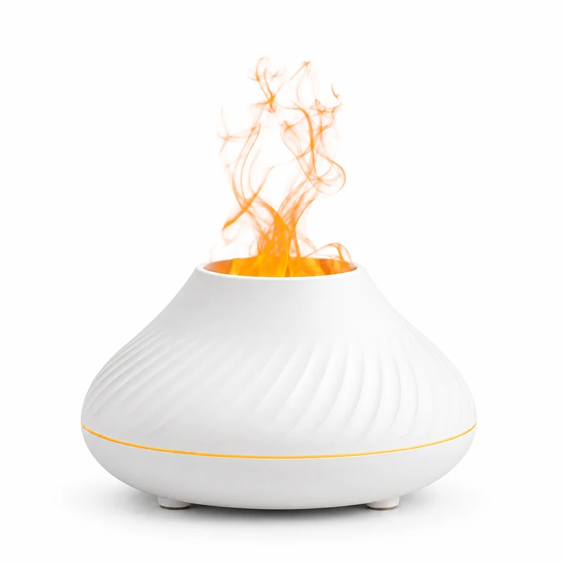 Bærbar luftfugter med flammeeffekt | 130 ml aroma-diffuser med LED-nattelys