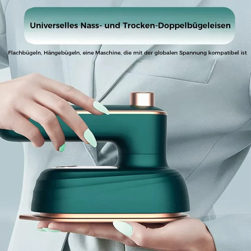 Bærbar 2-i-1 Dampstrygejern til Våd/Tør – 30 sek opvarmning, 50 ml tank, trekantet spids til kraver og knapstænger