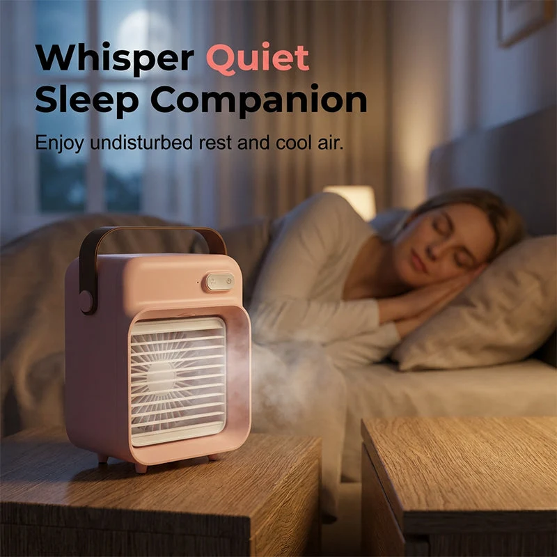 Bærbar Mini Ventilator med Sprayfunktion | Genopladelig 2400 mAh | 3 Hastigheder