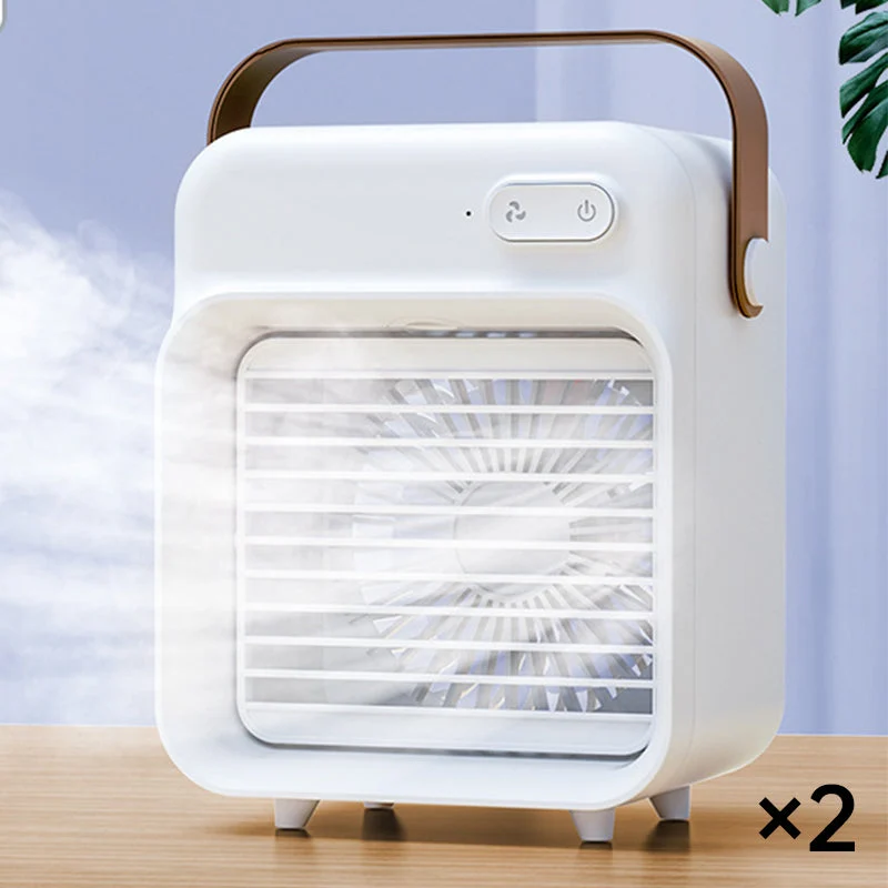 Bærbar Mini Ventilator med Sprayfunktion | Genopladelig 2400 mAh | 3 Hastigheder