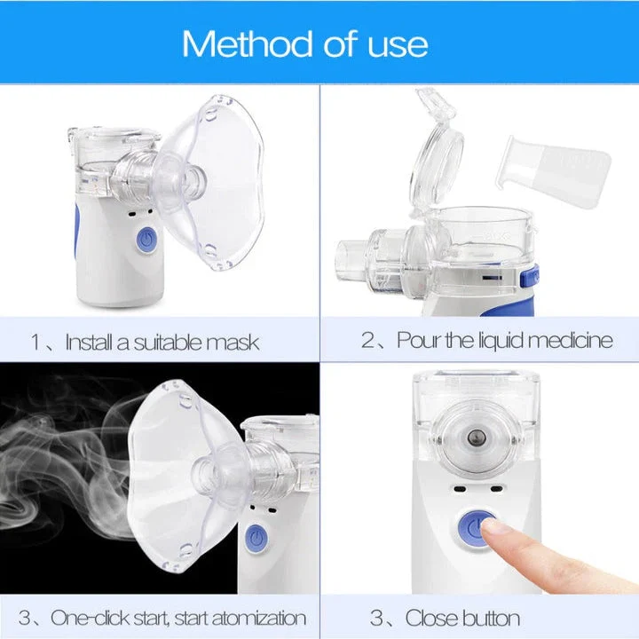 Bærbar inhalator med mesh-teknologi | Stille ultralydsfordeler med maske, mundstykke og USB-drift