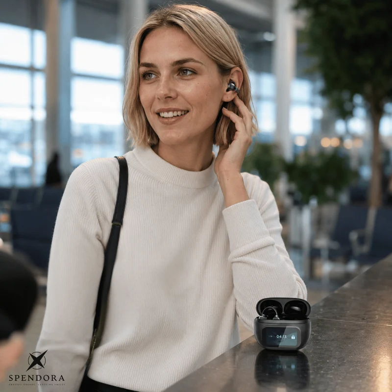 Oversættelses høretelefoner | Open-ear design med realtidsoversættelse & 4-8 timers batterilevetid til rejser og hverdag