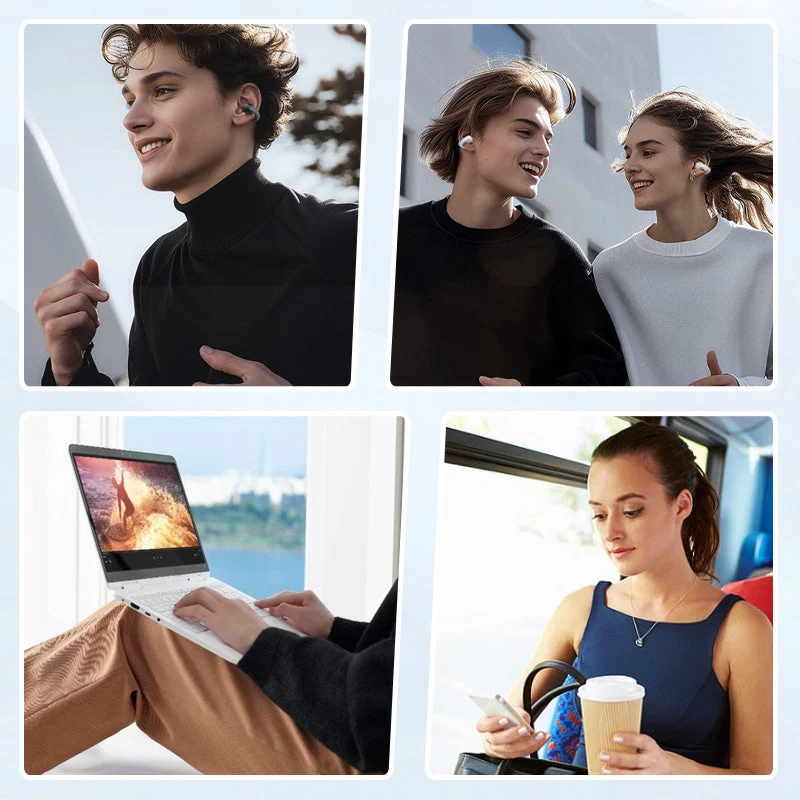 Oversættelses høretelefoner | Open-ear design med realtidsoversættelse & 4-8 timers batterilevetid til rejser og hverdag