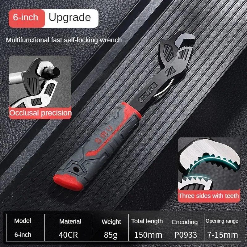 Universal Nøgle MultiGrip Pro | Selvadapterende til Skruer & Møtrikker | Anti-Skrid Håndtag, Chrom-Vanadium Stål, 1+1 Gratis