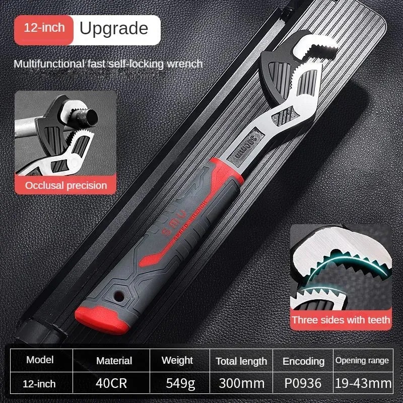 Universal Nøgle MultiGrip Pro | Selvadapterende til Skruer & Møtrikker | Anti-Skrid Håndtag, Chrom-Vanadium Stål, 1+1 Gratis