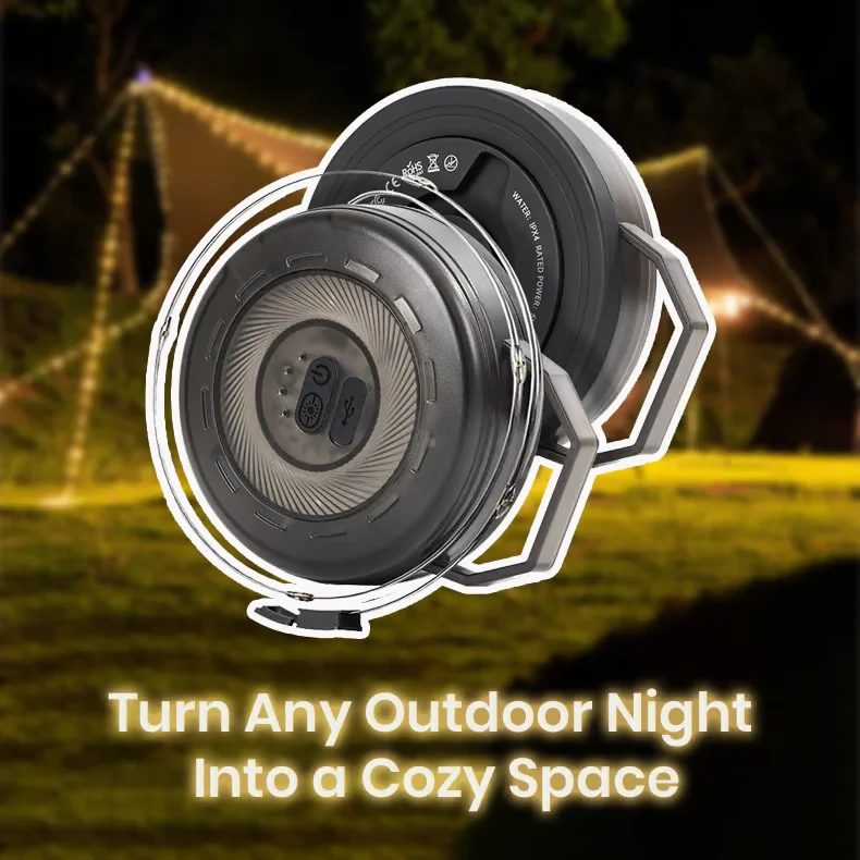 Campinglampe med USB-C genopladelig funktion | 14 timers lys og 3 indstillinger, IPX4, med indtrækkeligt kabel