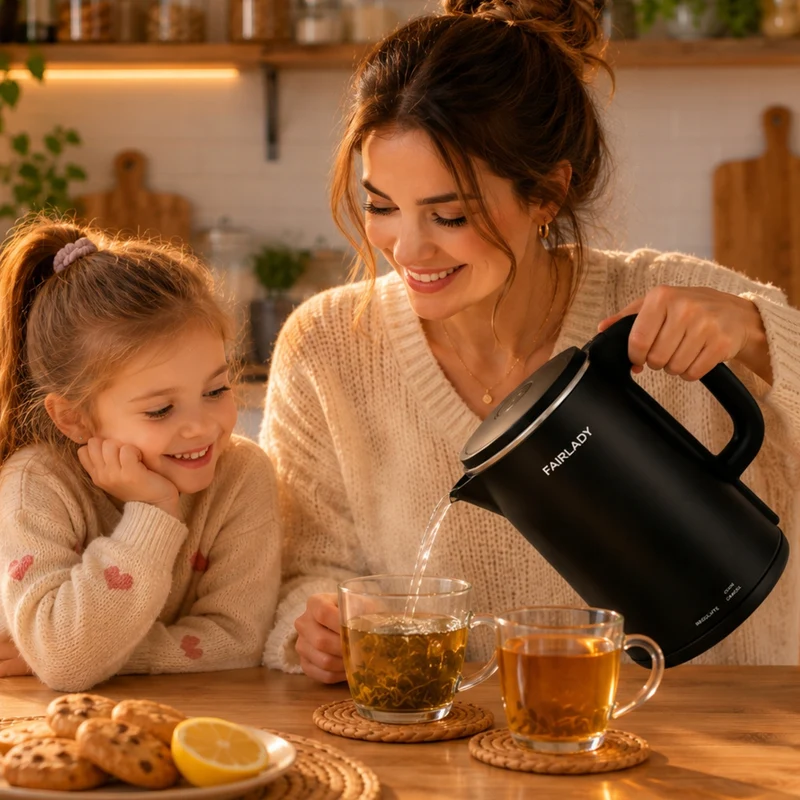 Vattenkokare 1,9 liter med temperaturkontroll och LED-display – 1500W Svart Elektrisk Vattenkokare