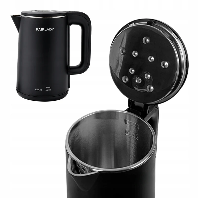 Vattenkokare 1,9 liter med temperaturkontroll och LED-display – 1500W Svart Elektrisk Vattenkokare